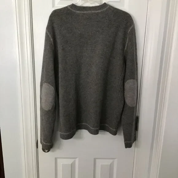Men’s Express 100% Lambswool Grey Elbow Patch Sweater XL - Picture 2 of 9